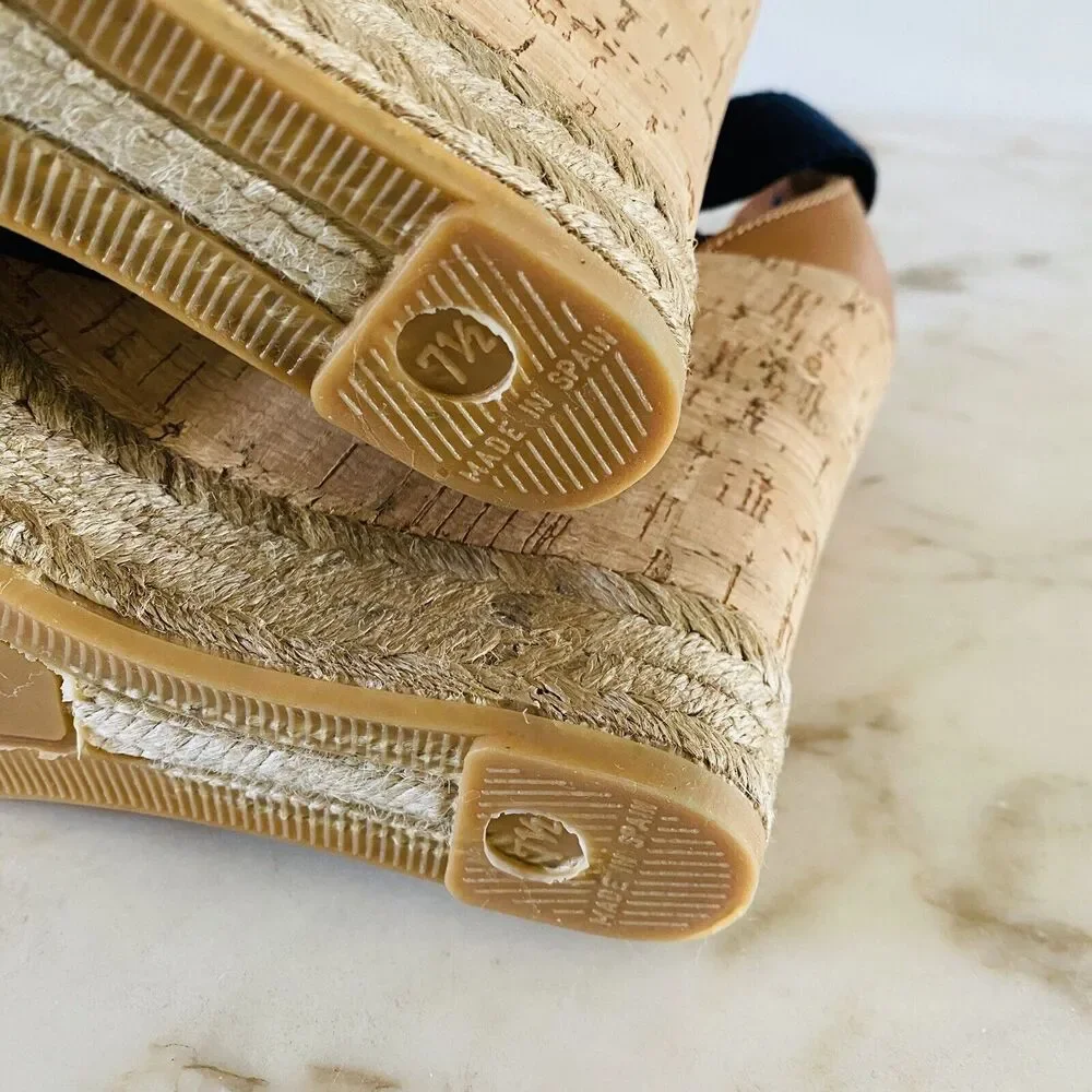 TORY BURCH Solid Denim Blue Espadrille Wedge Platform Sandal - US 7.5